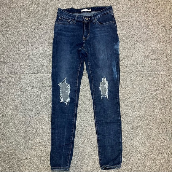 Levis 711 Skinny Jeans Womens Size 28 Blue Denim Medium Wash Stretch Pockets - Picture 1 of 12